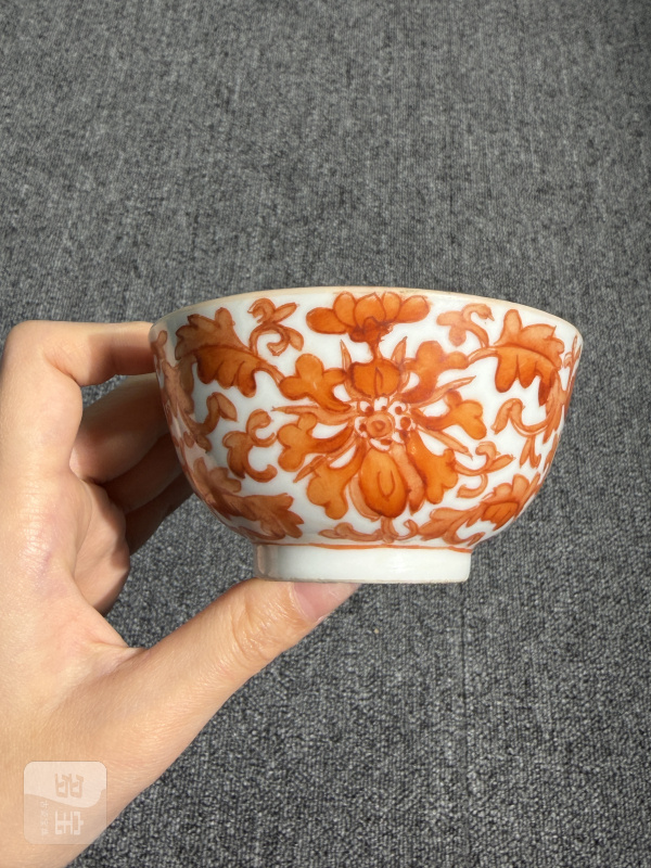 清同治矾红缠枝福寿纹茶园 - 图3